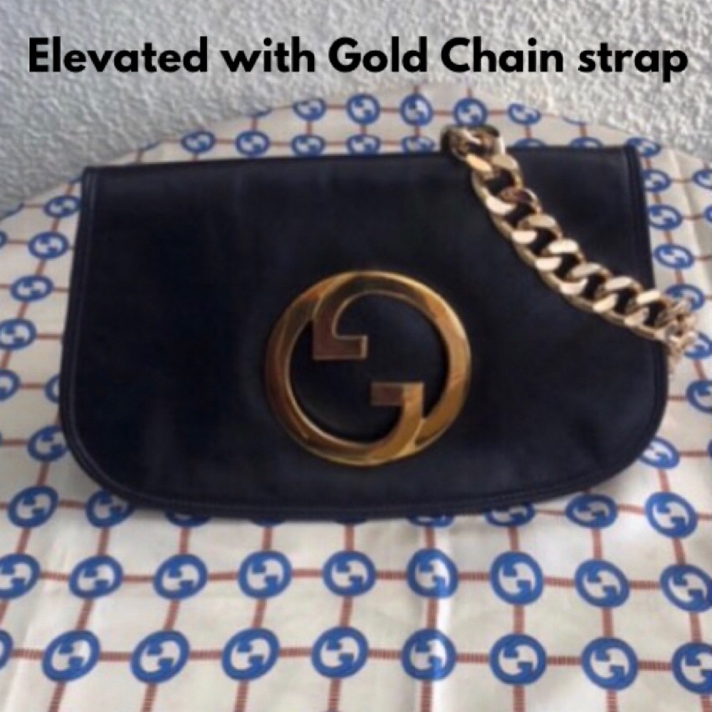 70s Vintage Gucci Blue Leather Blondie Clutch restored New Vintage elevated